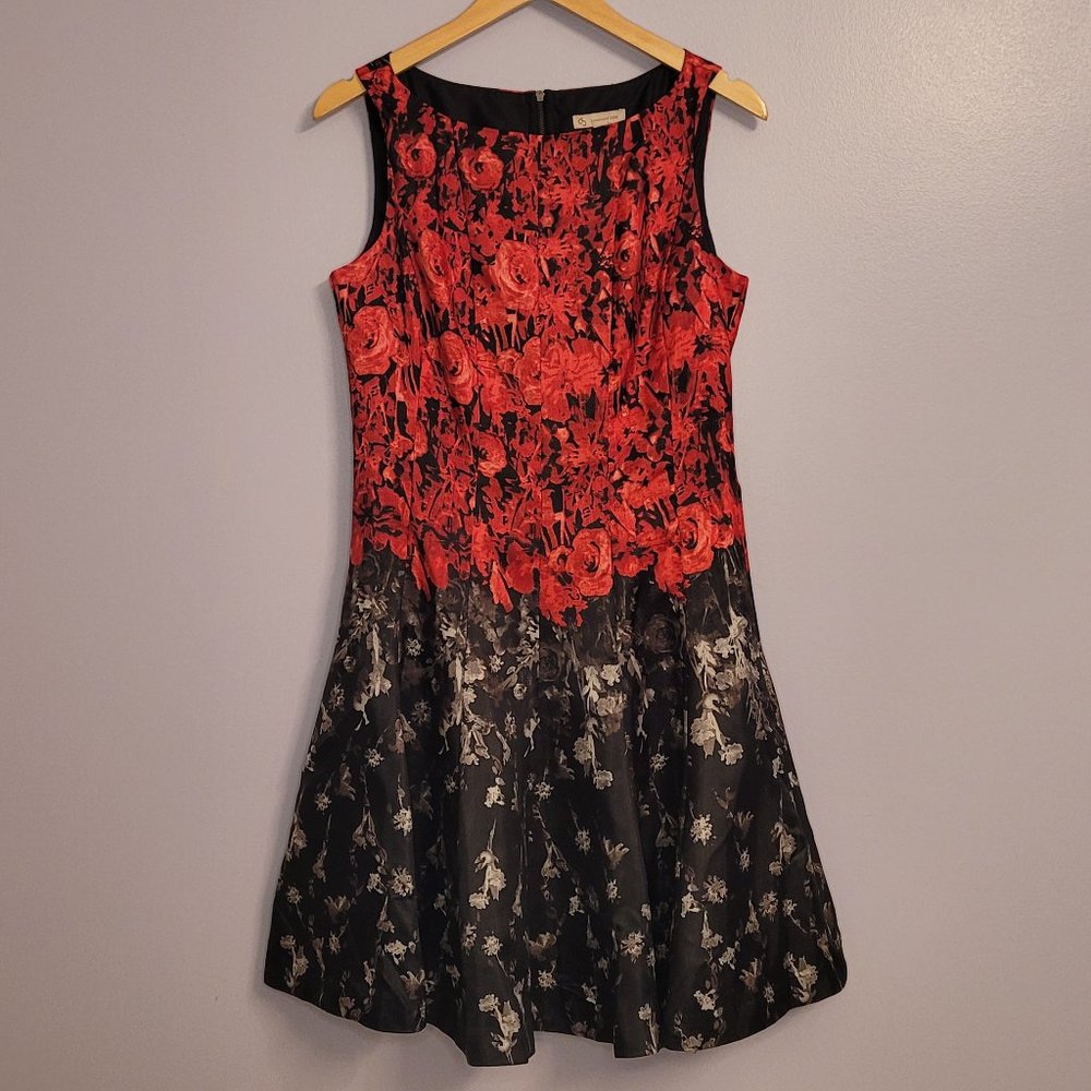 🍂 db Red & Black Floral Party Dress